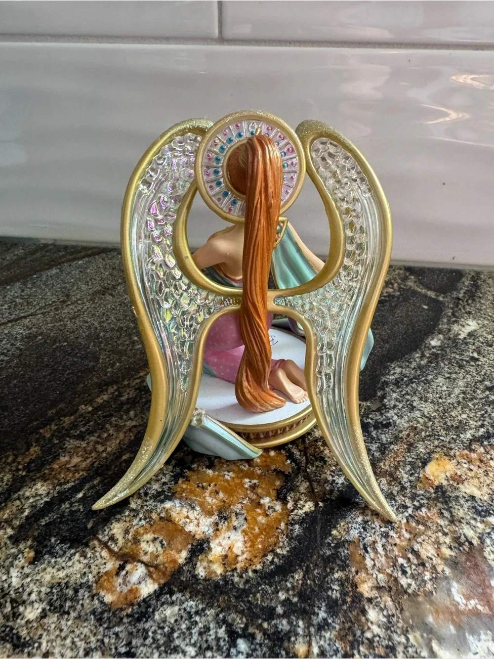Bob Mackie Pastel Angel Christmas Figurine in Pink,‎ Aqua & Gold